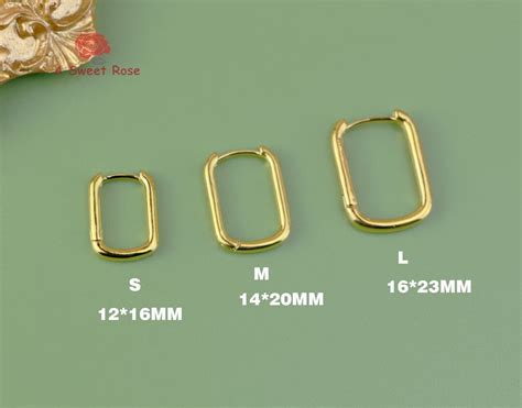 2 Or 3 Pairs Waterproof Oval Hoop Earrings Set18k Gold U Hoops Small Gold Hoopsrectangle