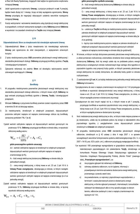 UMOWA O ŚWIADCZENIE USŁUG DYSTRYBUCJI ENERGII ELEKTRYCZNEJ nr ND D