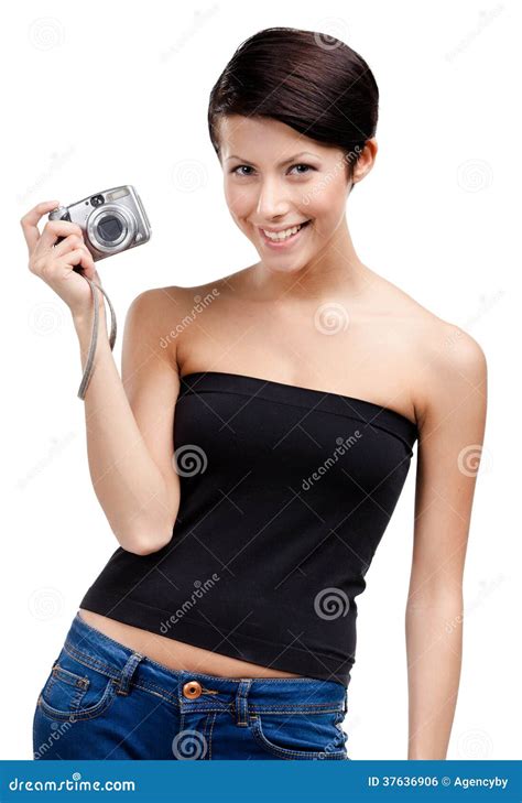 Creative Girl Holds Amateur Hand Held Camera Stock Photo Image Of Amateurish Caucasian