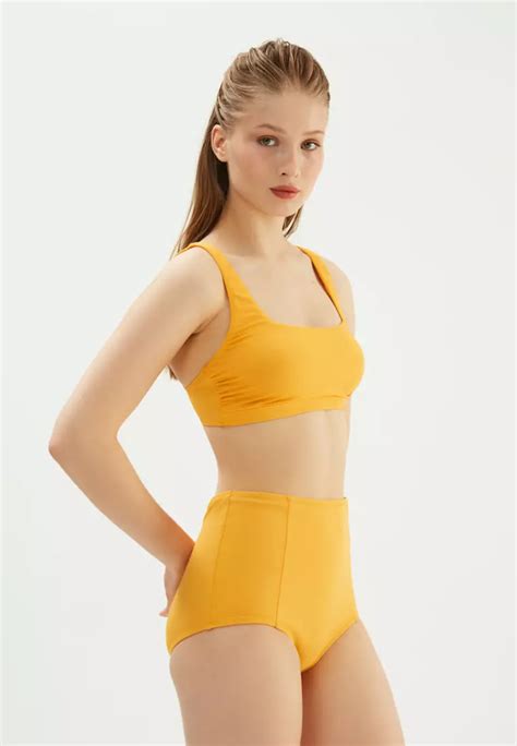 Buy Eros Mustard Bikini Top Adjustable Thick Strap Swimwear For