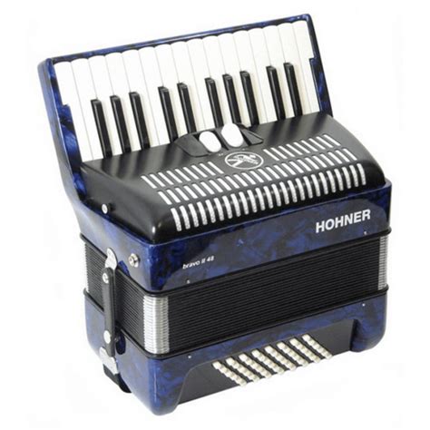 Hohner Bravo Line Facelift Ii 48 Accordion Dark Blue With Gig Bag Gear4music