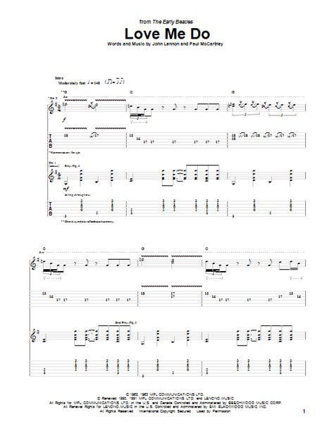 Love Me Do By The Beatles Guitar Tab Guitar Instructor