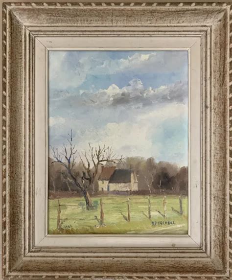 ANCIEN TABLEAU HUILE Sur Toile Paysage Impressionnisme Compagne