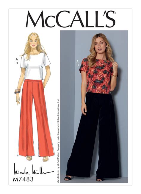 Mccalls Misses Short Sleeve Top And Pleated Wide Leg Pants 7483