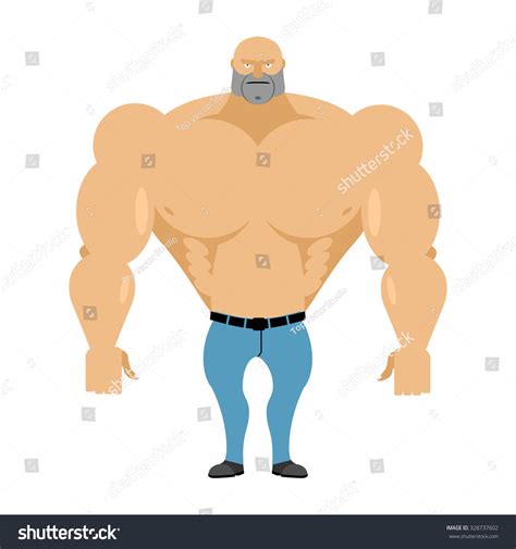 Strong Man Naked Torso Blue Jeans Stock Illustration 328737602 Shutterstock