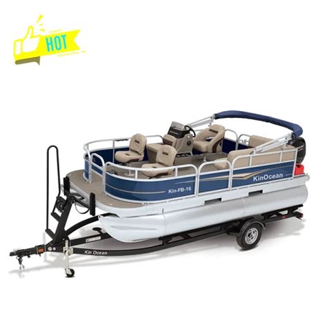 Kinocean Hot Ft Aluminum Fishing Pontoon Boat With Electric Engine In