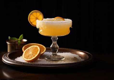 Premium Photo A Sidecar Cocktail Garnished With A Sugared Rim Adding