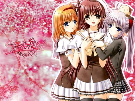 Shuffle Group Pink Cute Girl Anime Trio Hd Wallpaper Peakpx