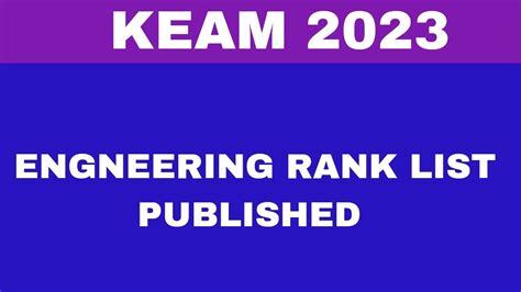 KEAM 2023 Rank List Published The Process Of Allotment For Admission