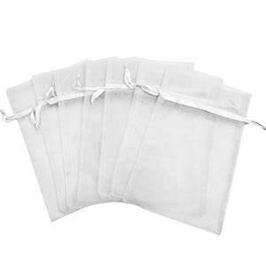 SumDirect White Organza Bags With Drawstring 100Pcs Organza Jewelry