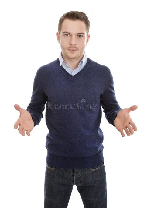 Blonde Knappe Hulpeloze Jonge Mens Stock Afbeelding Image Of Zorg Blauw