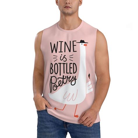 Giroia Goose Holding Wineglass With Red Wine For Sleeveless Muscle T