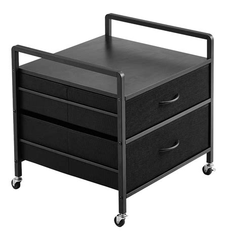 Dranite Black Mini Refrigerator Stand with 2 Storage Drawers, 176 lb