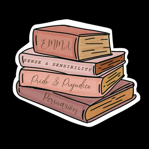 Jane Austen Book Stack Sticker Vintage Book Sticker Etsy Jane