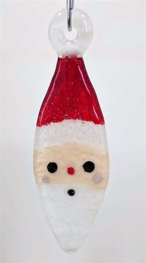 Santa Fused Glass Vintage Shape Ornament Etsy