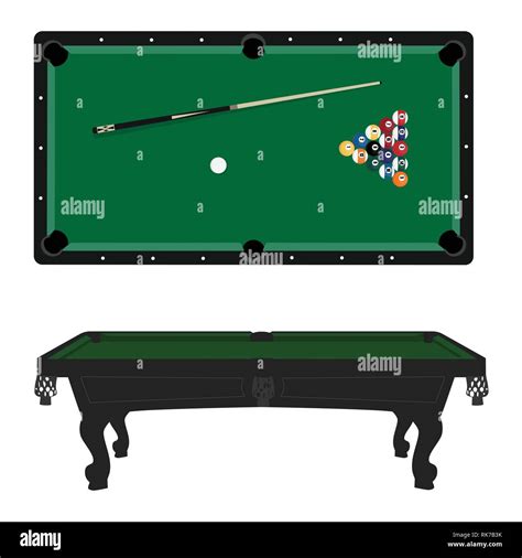 Vector Illustration Realistic Pool Table With Set Of Billiard Balls And