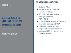 Sicurezza Alimentare Normativa Export Usa Scopri Il Programma Del