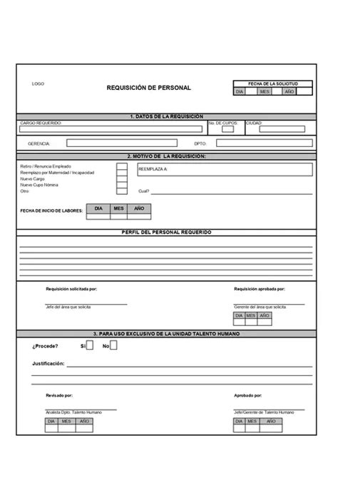 Plantilla Excel para Requisición de Personal Descarga Gratis