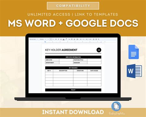 Key Holder Agreement Template Probiztemplates