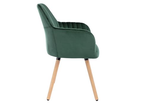 Chaise Avec Accoudoirs En Velours Et M Tal Effet Bois Vert Fonc Eleana