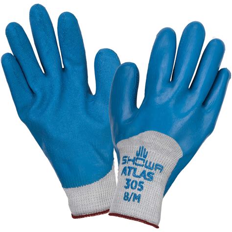 Showa Atlas 305 Rubber Coated Gloves Blue X Large Forestry