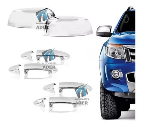 Kit Apliques Cromados 4 Manijas 2 Espejos Ford Ranger 2013 2014 2015