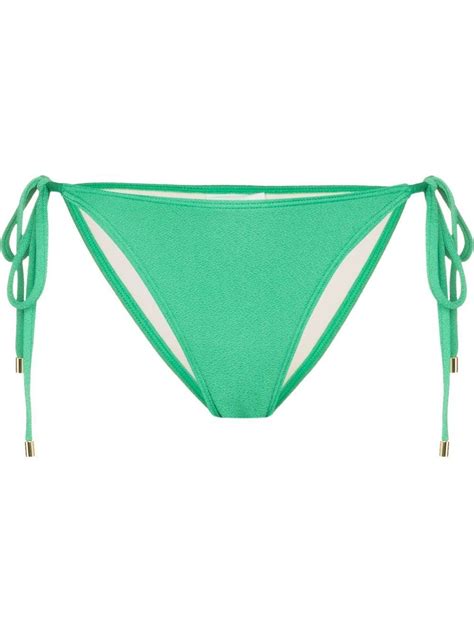 Peony Tie Fastening Bikini Bottoms In Green Modesens