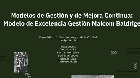 Modelo De Excelencia Gesti N Malcom Baldrige By Denisse Acu A On Prezi