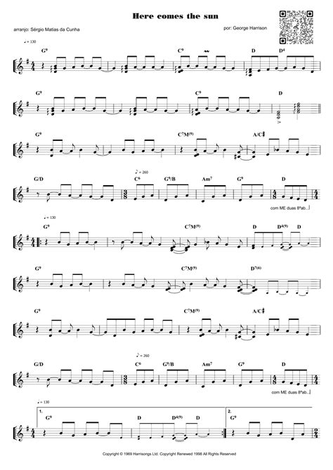 Here Comes The Sun Arr Piano Sheet Music The Beatles Piano