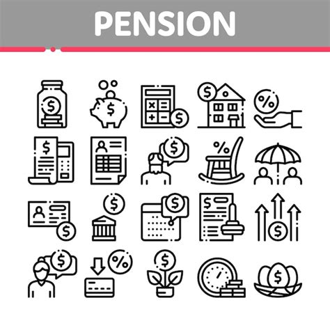 Premium Vector Pension Retirement Collection Icons Set