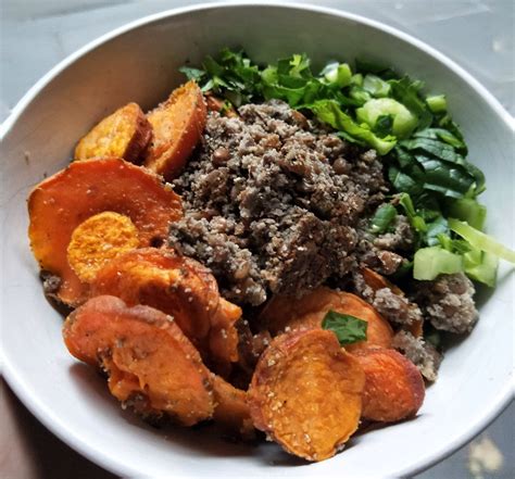 Gf Vegan Lentil Burger Crumbles With Curried Sweet Potatoes Recipe