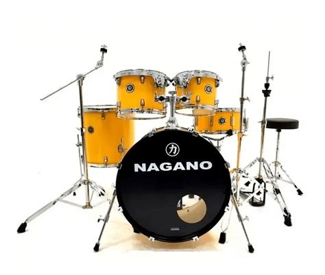 Bateria Ac Stica Nagano Rock Yellow Racing Bumbo C Nf Mercad O Da