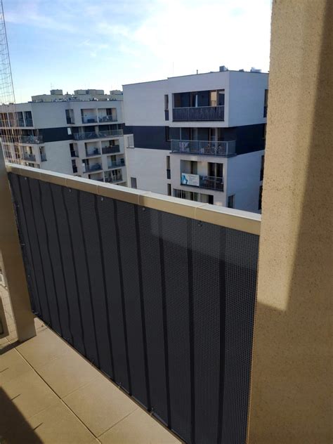 Mata na Balkon 90cm Technorattan Osłona Balkonowa Grafitowa RAL 7016