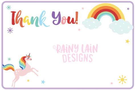 Printable Unicorn Thank You Card Template Free Printable Unicorn