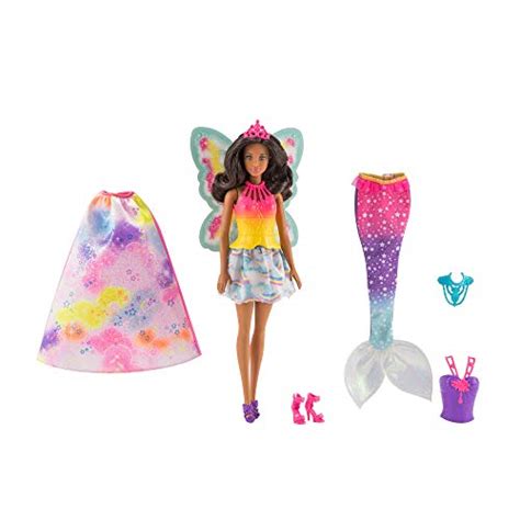 Barbie Dreamtopia Rainbow Cove Fairytale Dress Up Set, Black Hair ...