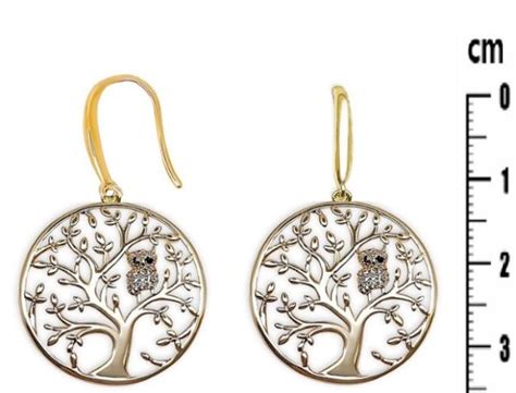 Boucles d oreilles Plaqué Or Arbre de Vie et Chouette Bijoux Léa Rêve