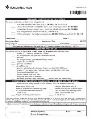 Fillable Online Pulmonary Function Lab Pulmonary Services Fax Email