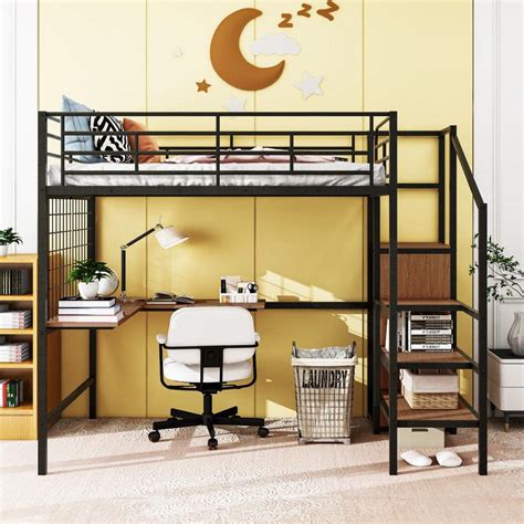 Reviews For Harper Bright Designs Black Full Size Metal Loft Bed With