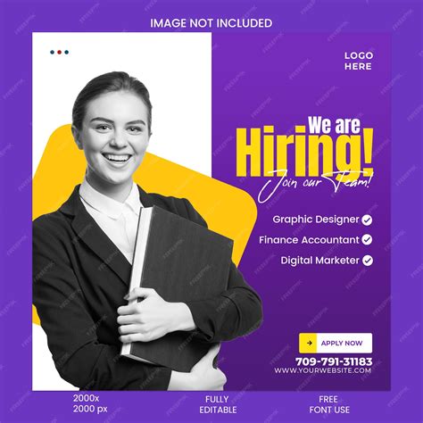 Premium Psd Psd We Are Hiring Job Vacancy Square Banner Or Social