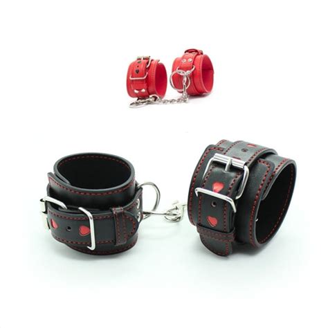 【cw】 Erotic Leather Adjustable Handcuffs Accessories With Metal Chain