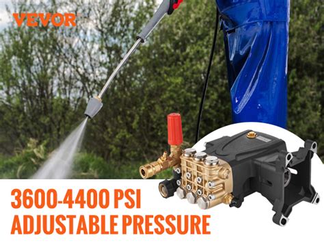 Vevor Pressure Washer Pump 1 Shaft Horizontal Triplex Plunger 4400 Psi 4 Gpm Flow