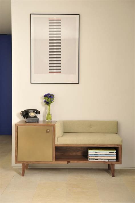 Hallway bench with storage - in mid-century modern design | Founterior