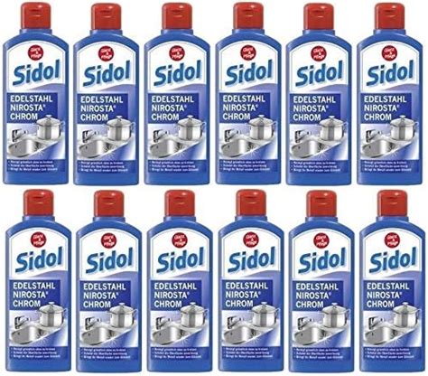 12 X SIDOL Reinigt Metalle Edelstahl Nirosta Stahl Je 250ml Gesamt