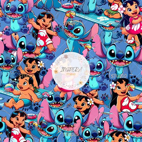 Lilo Stitch Seamless Pattern Lilo Stitch Digital Paper Fabric File