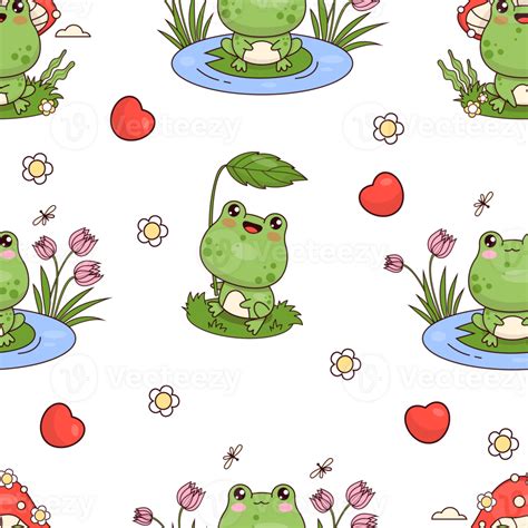 Seamless Pattern With Frogs Png