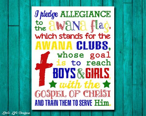 Pledge Of Allegiance To The Awana Flag Youth Group Decor Church Decor