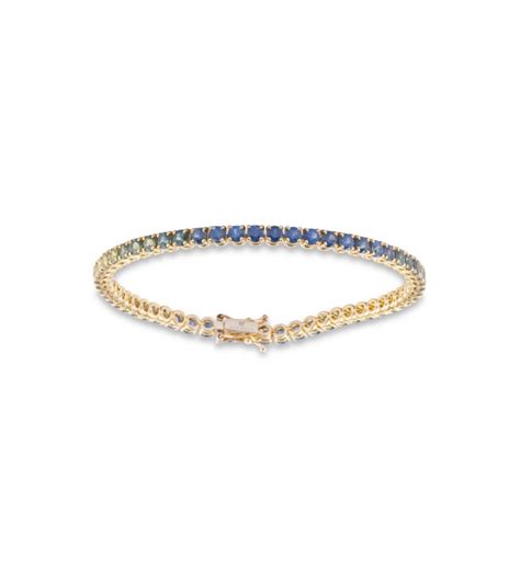 Bracciale Tennis In Oro Giallo Con Zaffiri Blu E Verdi Giulio Veronesi