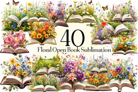 Floral Open Book Sublimation Clipart Graphic By Sumim3934 Creative