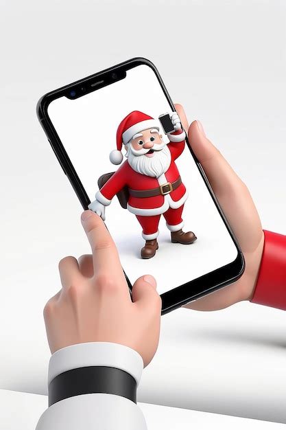 Premium Photo Santa Claus Hand Holding Smartphone With Blank Screen