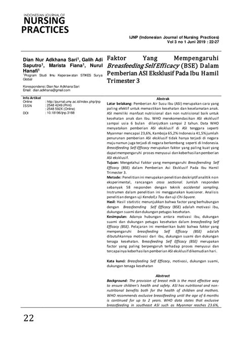 PDF Faktor Yang Mempengaruhi Breasfeeding Self Efficacy BSE Dalam